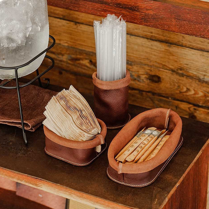 Nordic-style Leather Foldable Storage Tray Cosmetic Brush Holder Simple Multi-purpose Storage Tray Sundries Box Pen Holder