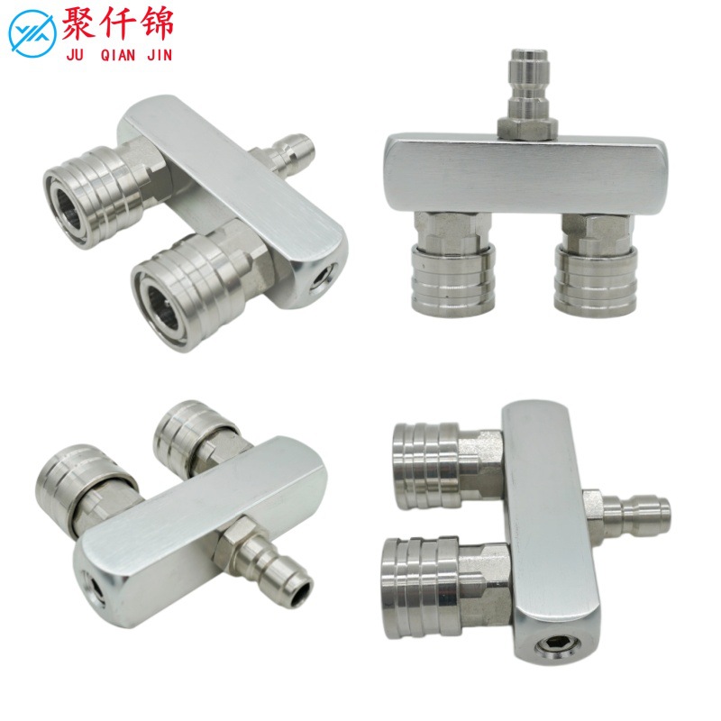 High-Pressure Washer Dual Nozzle Stainless Steel Splitter Adapter for Car Washing with Dual 1/4 Quick Connectors and 2-Color Nozzles