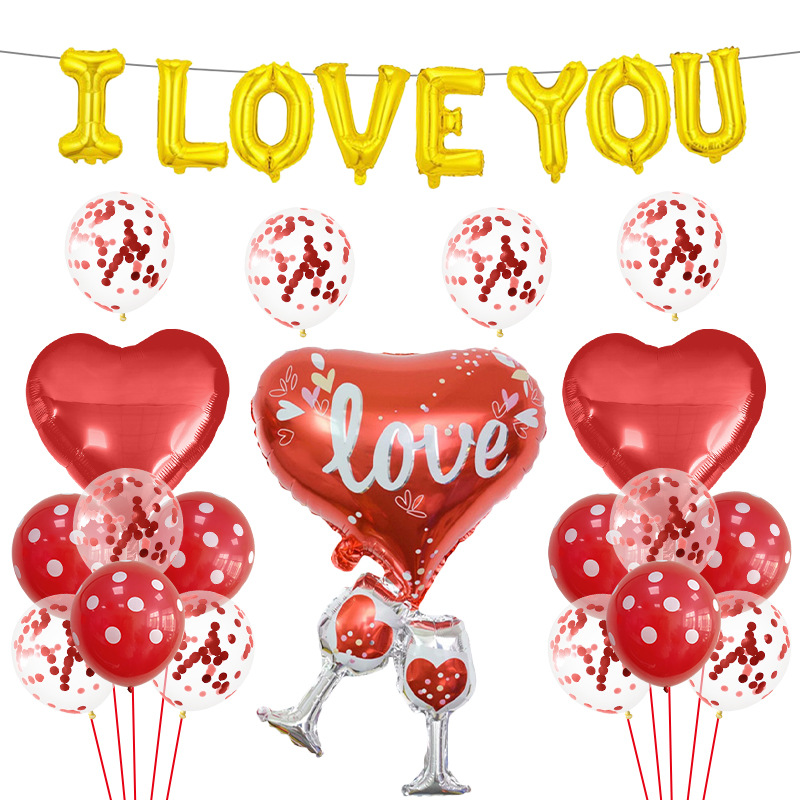 La Saint-valentin Lettre Forme De Cœur Film D'aluminium La Saint-valentin Ballons 1 Jeu display picture 1