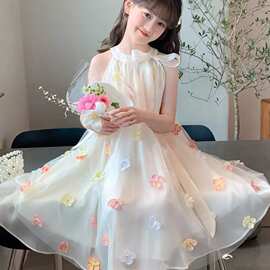 女童裙子夏款新款洋气童装女孩夏季网纱背心裙儿童夏天连衣裙