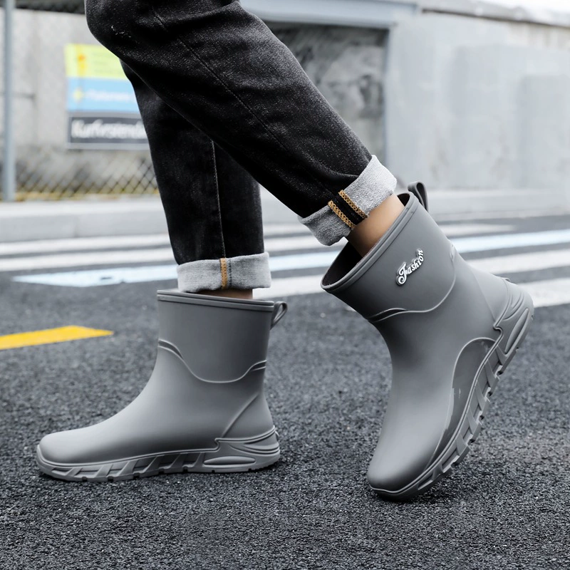 Европейская и американская обувь от дождя мужская средняя труба нескользящая рыболовная обувь водонепроницаемая обувь плюс бархат теплая кухня резиновая обувь для мойки обуви