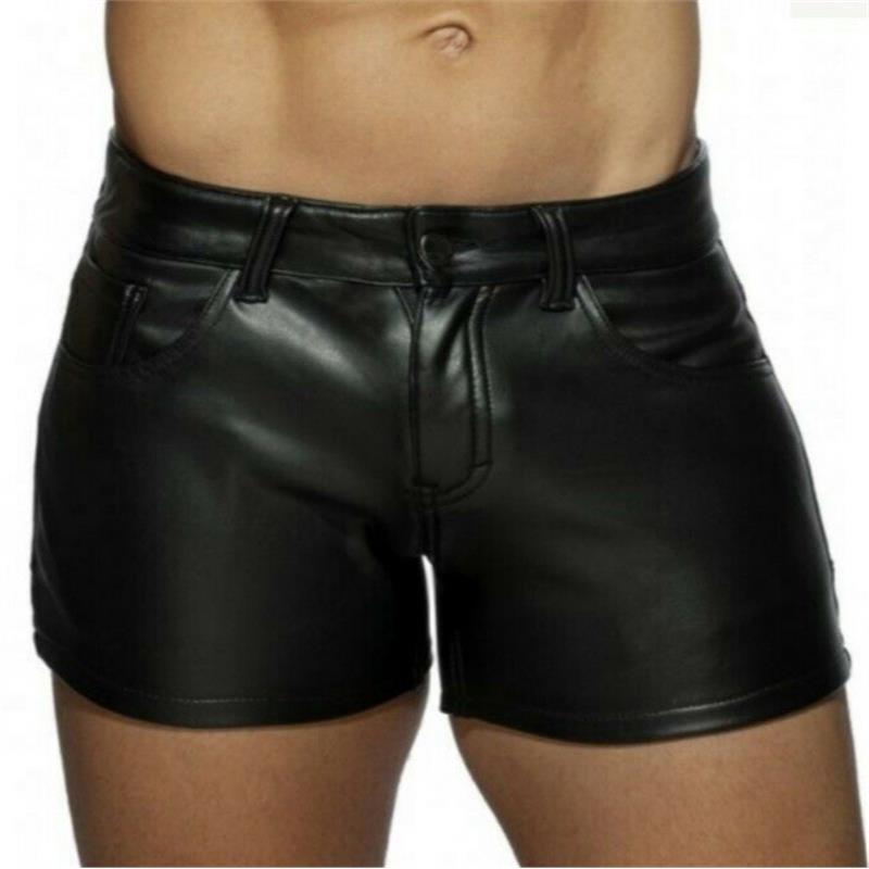 2025 신제품 아마존 남성 유럽과 미국의 단색 캐주얼 남성 가죽 반바지 AliExpress 인기 소년 3 점 바지