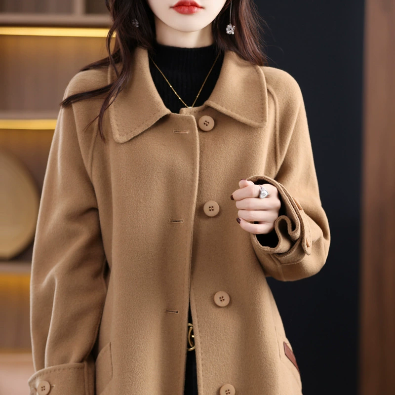 Winter retro double-sided woolen coat, long woolen suit, jacket, 2023 years, western style, mid-length