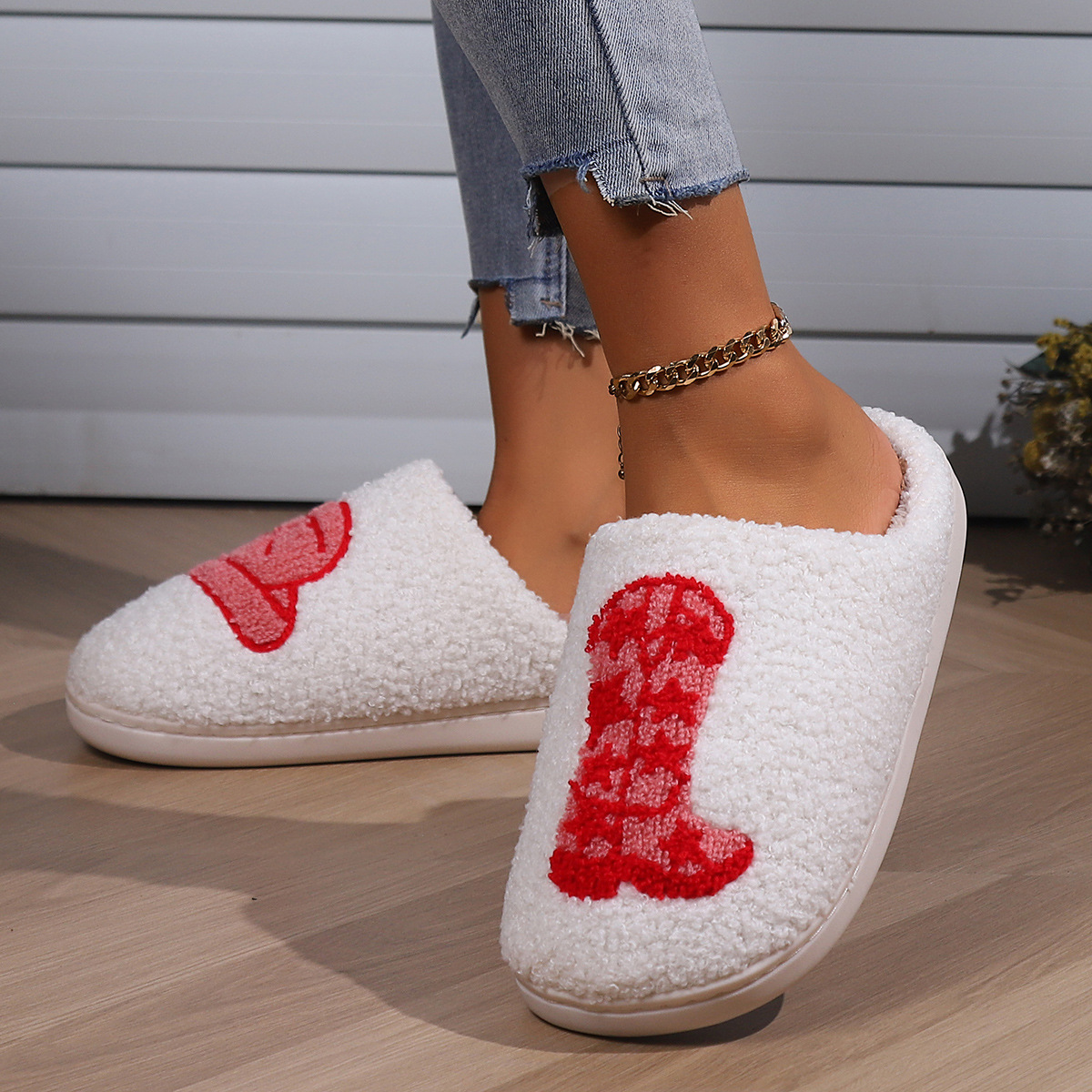 Scarpe da interno traspiranti antiscivolo termiche per camera da letto estiva invernale in peluche di velluto a punta chiusa da donna_voghion.com