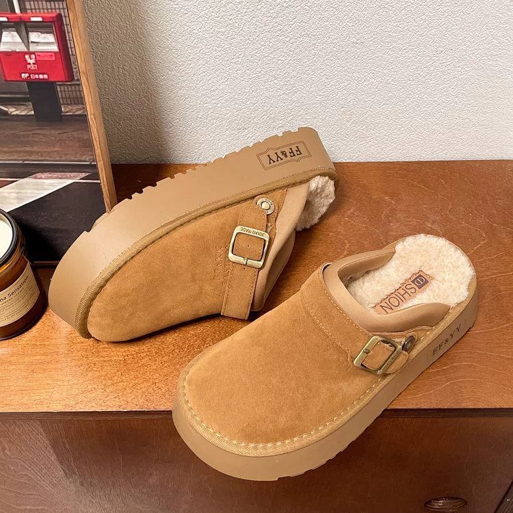 Shoes platform, slippers, footwear, demi-season fleece boots
