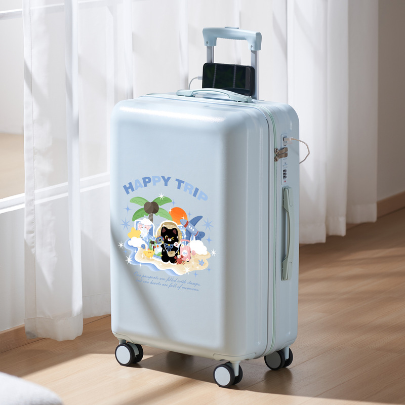 New Printed Suitcase for Students Large Capacity Password Trolley Case Strong and Durable 20inch Lightweight Boarding Suitcase