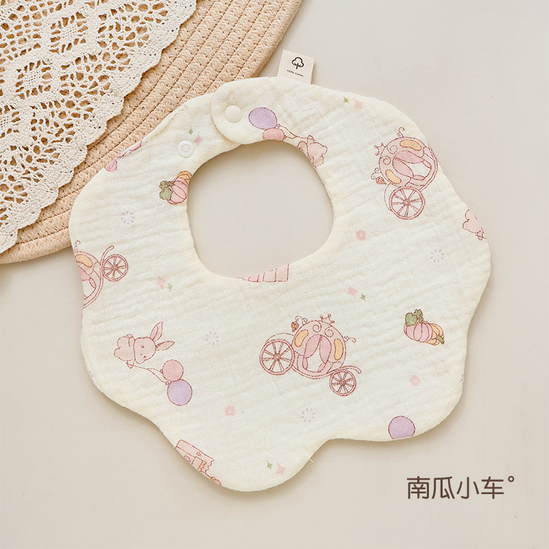 Babero de gasa de algodón de seis capas para niños, toalla para la saliva tipo cuello, babero giratorio para bebés, anti-regurgitación, protección para el vientre.