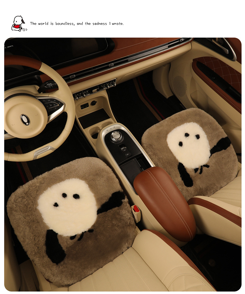 Pure wool car cushion single piece winter fur integrated three-piece car cushion warm plush seat cushion rear row strip