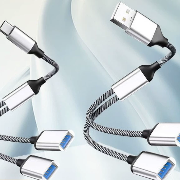 [Typec/USB转双USB2.0OTG转接线智能多口扩展器手机平板车载分线器]