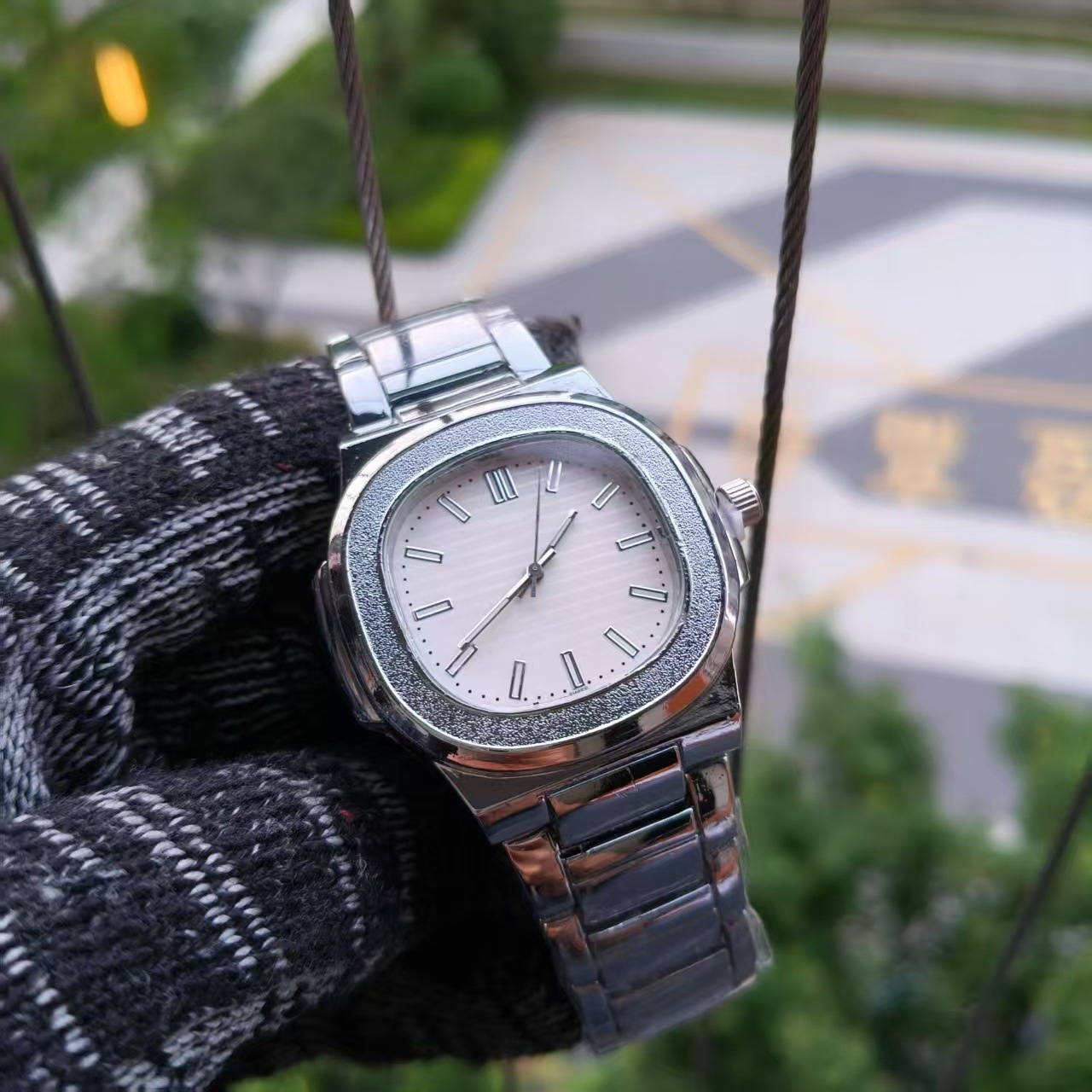 Foreign Trade Popular Model Patek Fully Automatic Non-Mechanical Quartz Waterproof Steel Strap Nautilus Watch for Women