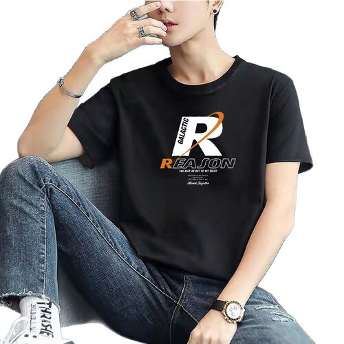Summer new woodpecker fashion brand short-sleeved t-shirt men's trend five-quarter sleeve t-shirt pure cotton bottomed shirt top clothes