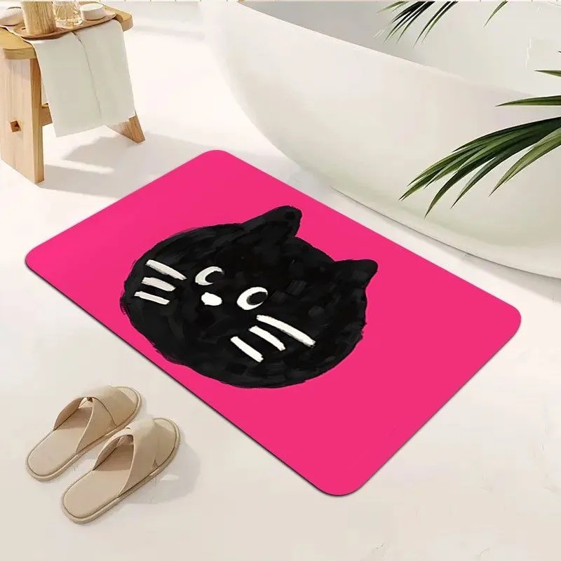 Small Non-slip Kitten Pattern Rug For Kitchen In Diatom Mud_voghion.com
