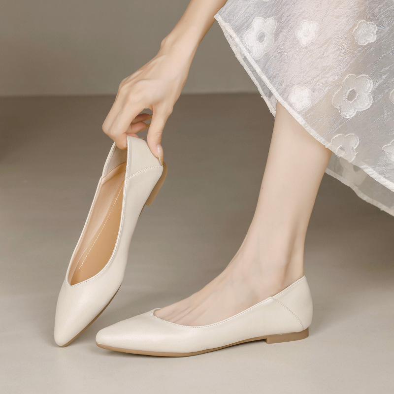 Women's Flats 2026 Spring/Summer New Style Pointed Toe Dual-Wear Soft Leather Non-Slip Versatile Office Casual Shoes