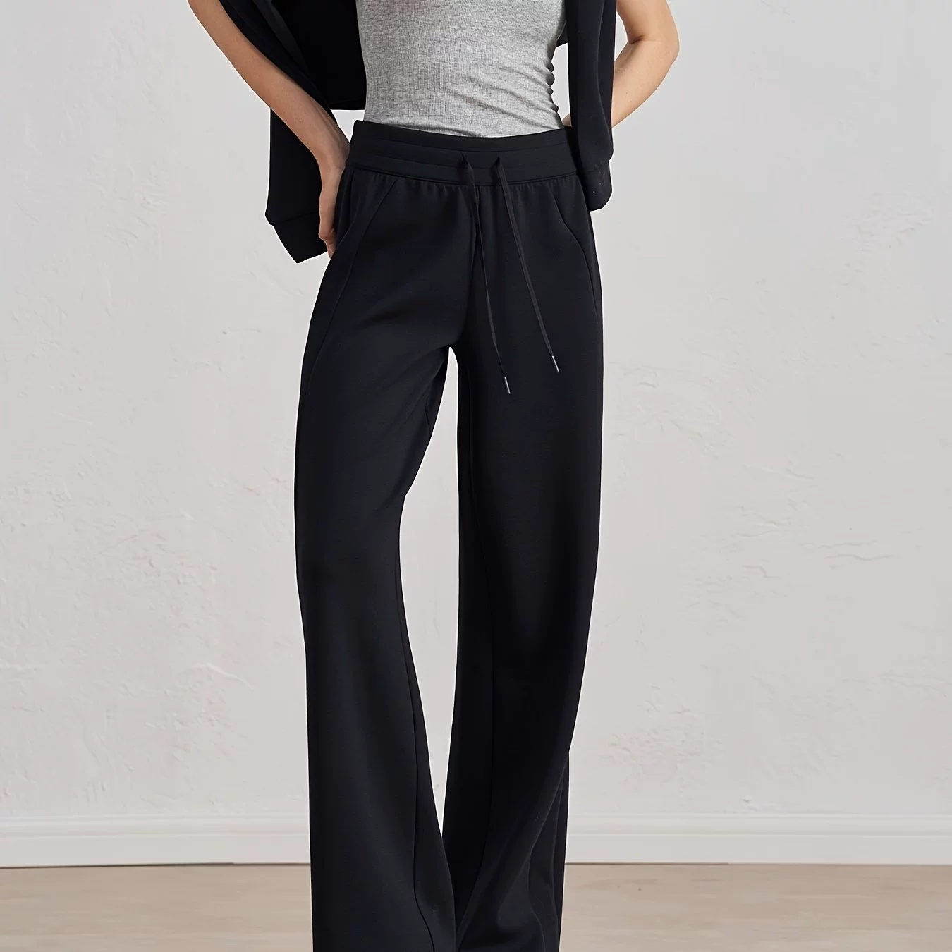1 Pair Women'S High Waisted Joggers Drawstring Straight Leg