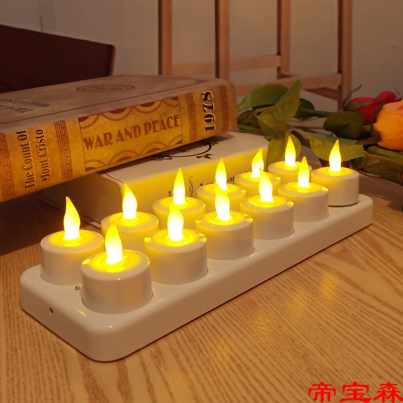 Charging candle lamp with constant non-flickering LED electronic candle, romantic tea wax, wedding celebration bar hotel club decoration