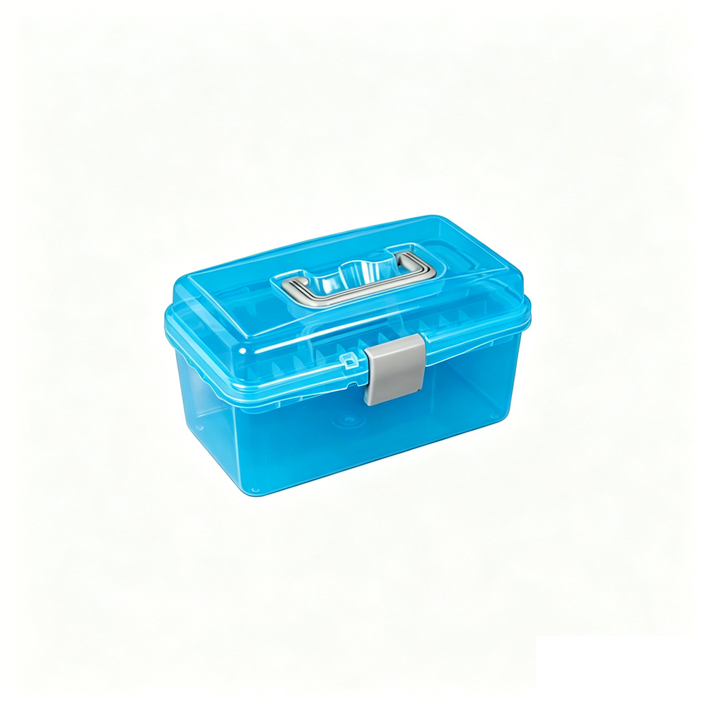 Caja Botiquín de Medicamentos Portátil de Doble Capa de Plástico PP para Medicamentos
