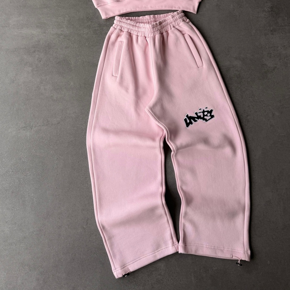 Loso Sweatpants Y2K Embroidery Relaxed Pink
