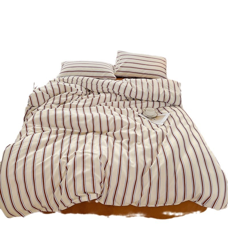 国境を越えたレトロでシンプルなストライプの日本式水洗い研磨ベッド用品4点セットのシーツカバー3点セットの代理