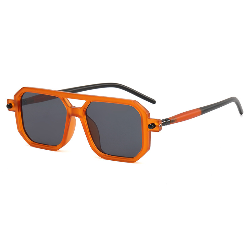 Retro Square Men's Sunglasses With Double Bridge Minimalist Style_voghion.com