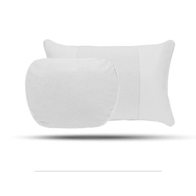 Perforated Car Pillows, Neck Pillows, Headrest - off-white-perforated-headrest-lumbar-support-set