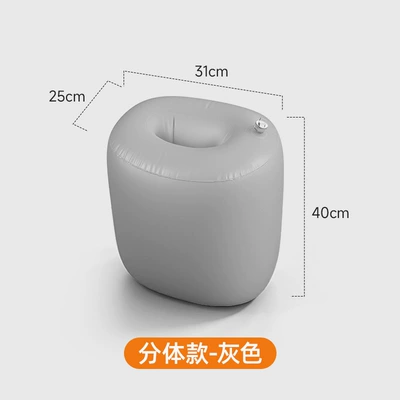 Car inflatable bed footrest, rear Vehicle-mounted inflatable bed - split-round-stool-1-piece-gray