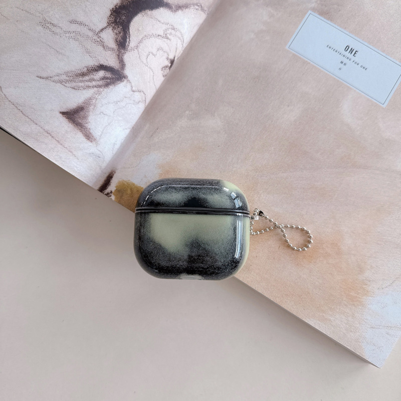 适用于AirPods4代黑底夜光流沙airportPro2个性1/2/3代蓝牙耳机壳|undefined