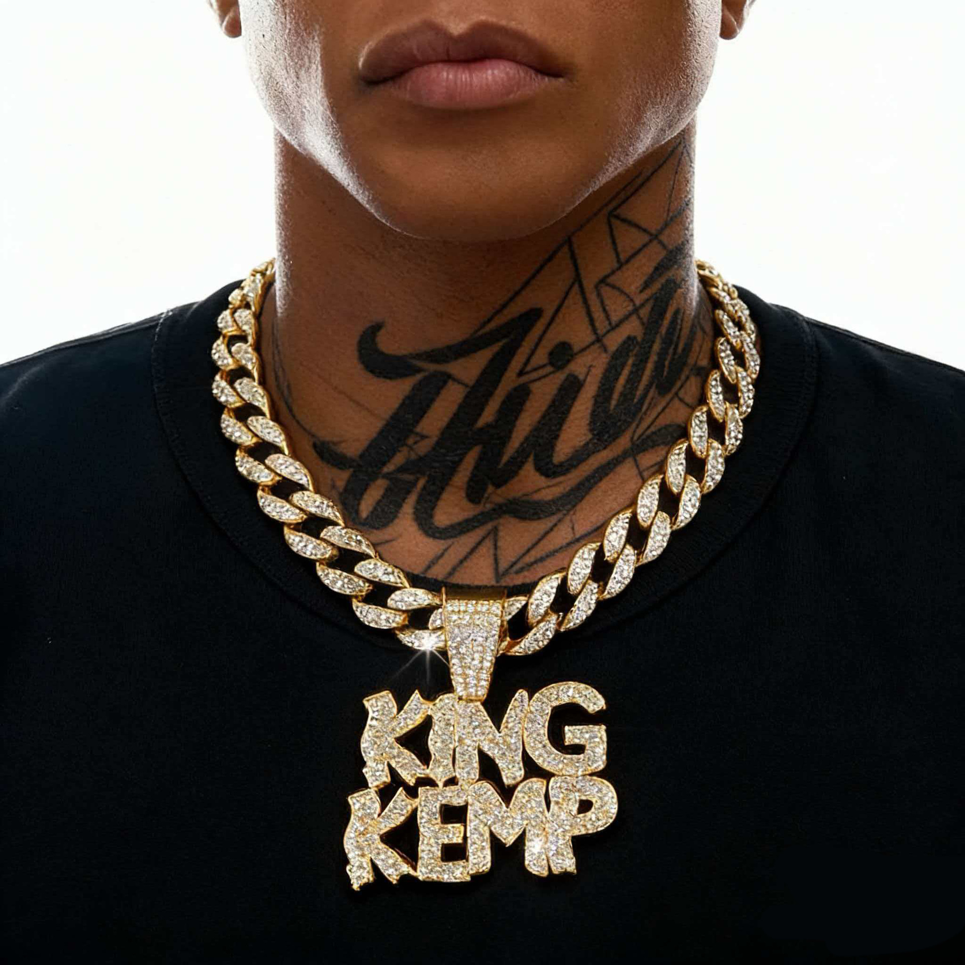 Diseño de moda hip-hop europeo y americano letras de tendencia KINGKEMP colgante de aleación de diamante completo colgante de cadena cubana transfronteriza colgante de hombre