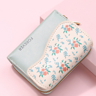 跨境碎花小钱包女学生可爱零钱包小清新卡包短款翻盖钱夹搭扣批发|ms