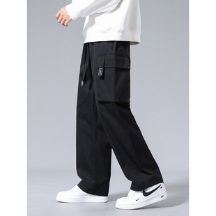 Straight Overalls Boys Ice Silk Pants Spring and Autumn 2024 Thin Trendy Brand Loose Dosing Charge Casual Pants