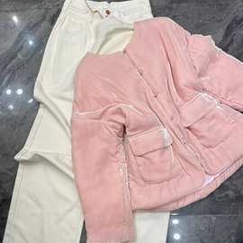 新中式国风女装上衣今年流行盐系轻熟气质高级感时尚粉色棉服外套