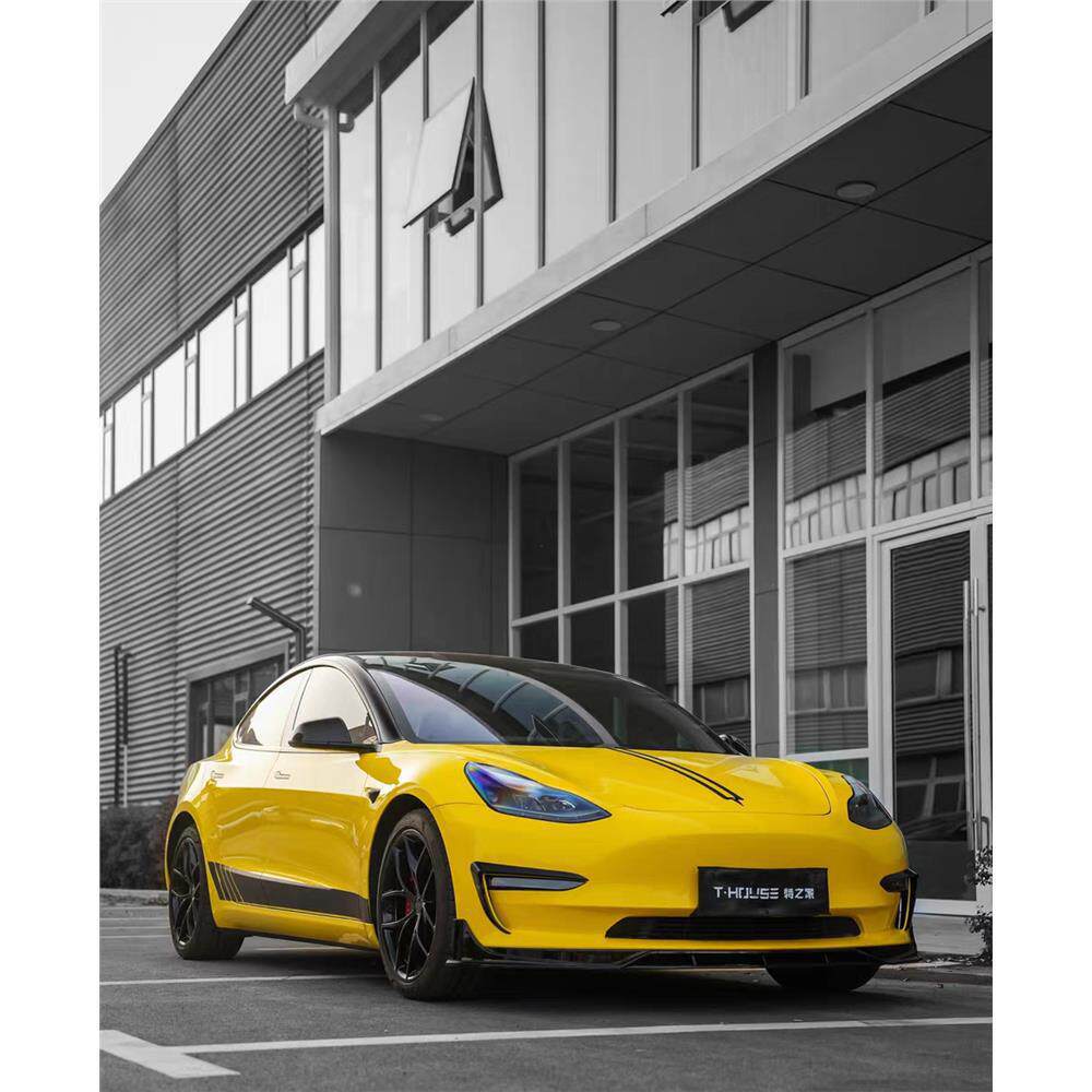 PET crystal racing yellow car color change film, scratch-resistant, for full vehicle modification, electric motorcycle body wrap, glossy finish