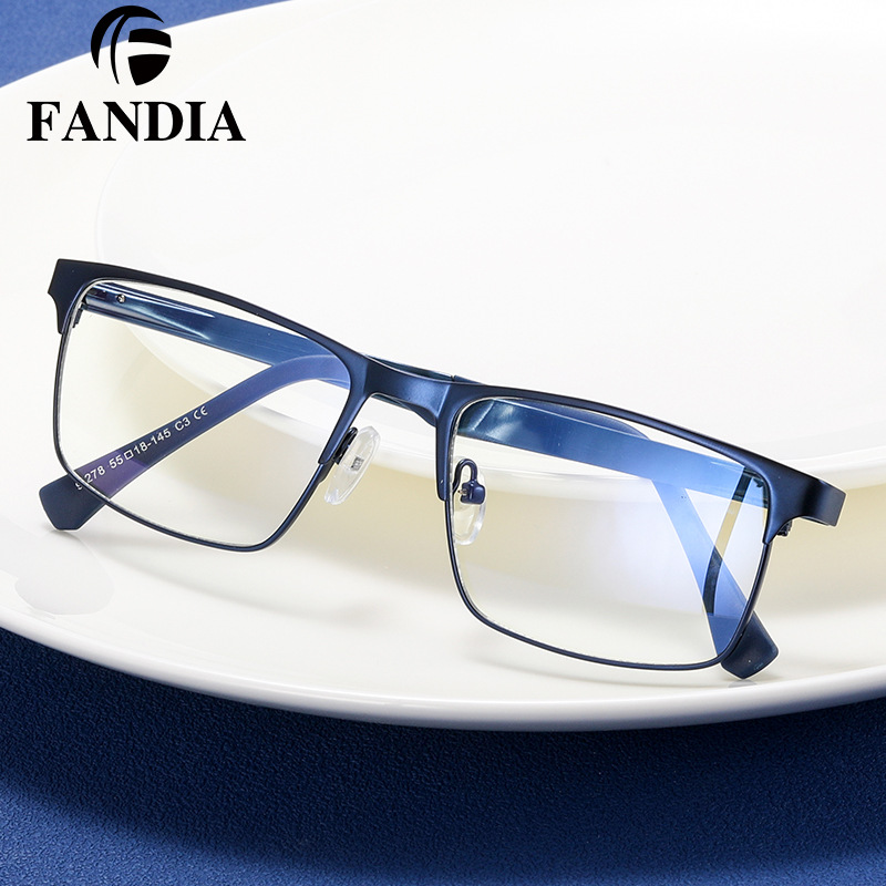 91278 Comercio exterior nuevo oro seda hombres marco gafas marco metal anti-azul luz todo partido miopía negocio llano gafas