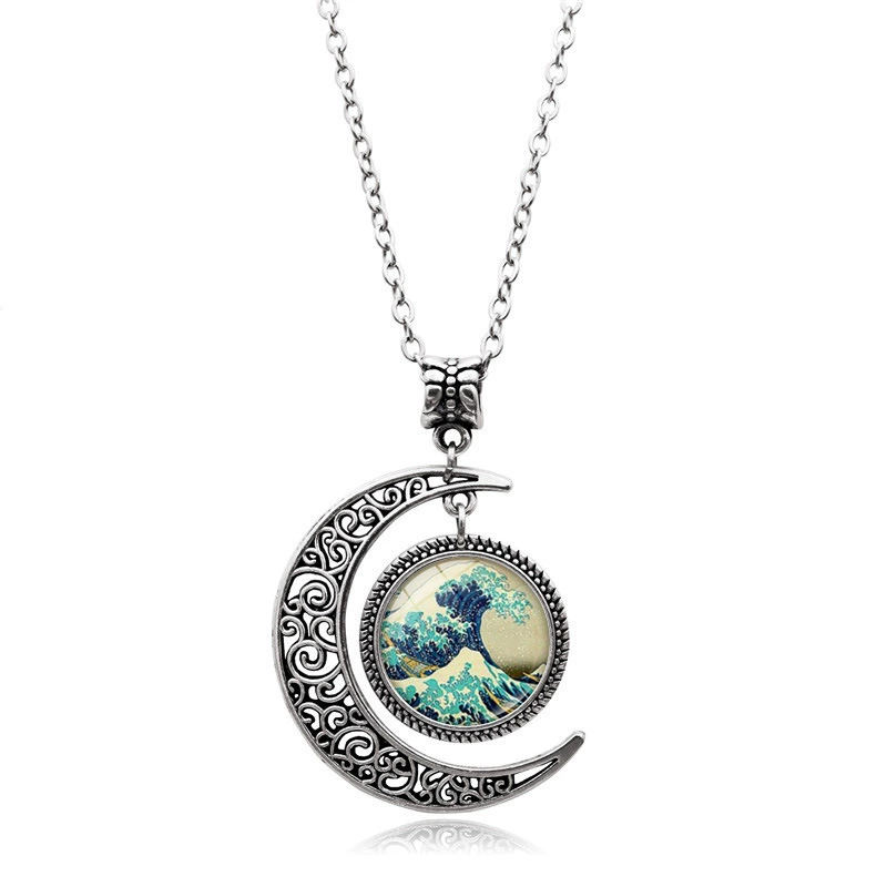Подвеска, серебряное ожерелье, ретро аксессуар, свитер, with gem, европейский стиль