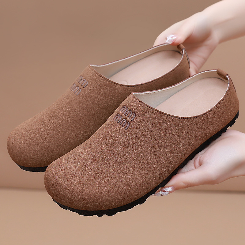 Pantuflas Baotou mujeres verano nueva tendencia de la moda transpirable suela suave sin pies cansados zapatos de mujer casuales de un pie media pantuflas
