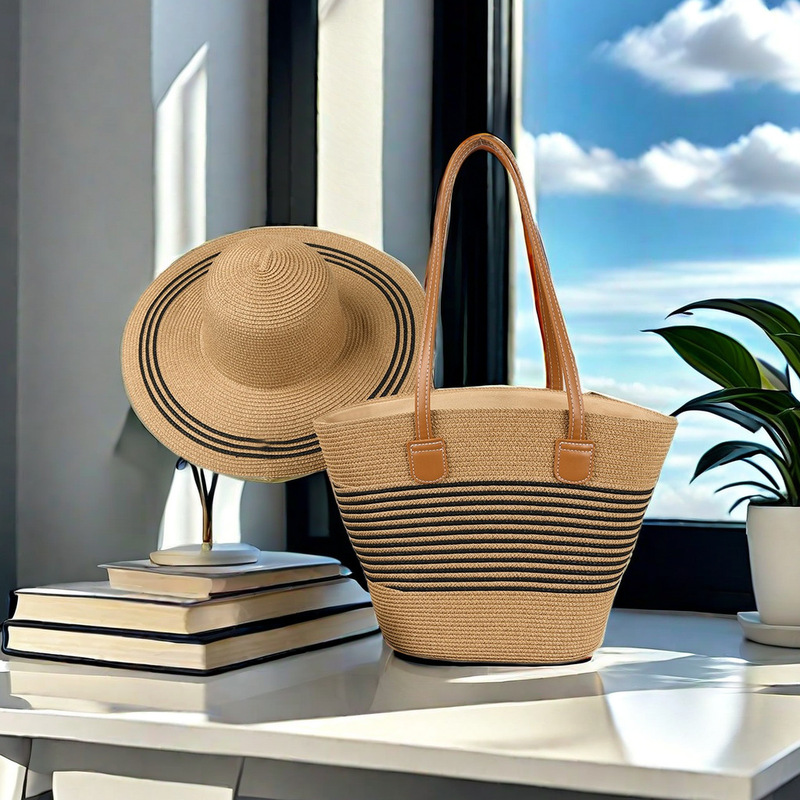 One-shoulder Straw Woven Bag Fashionable Women's Bag Large Capacity Woven Tote Bag Seaside Holiday Portable French Beach Bag One-shoulder Straw Woven Bag Fashionable Women's Bag Large Capacity Woven Tote Bag Seaside Holiday Portable French Beach Bag