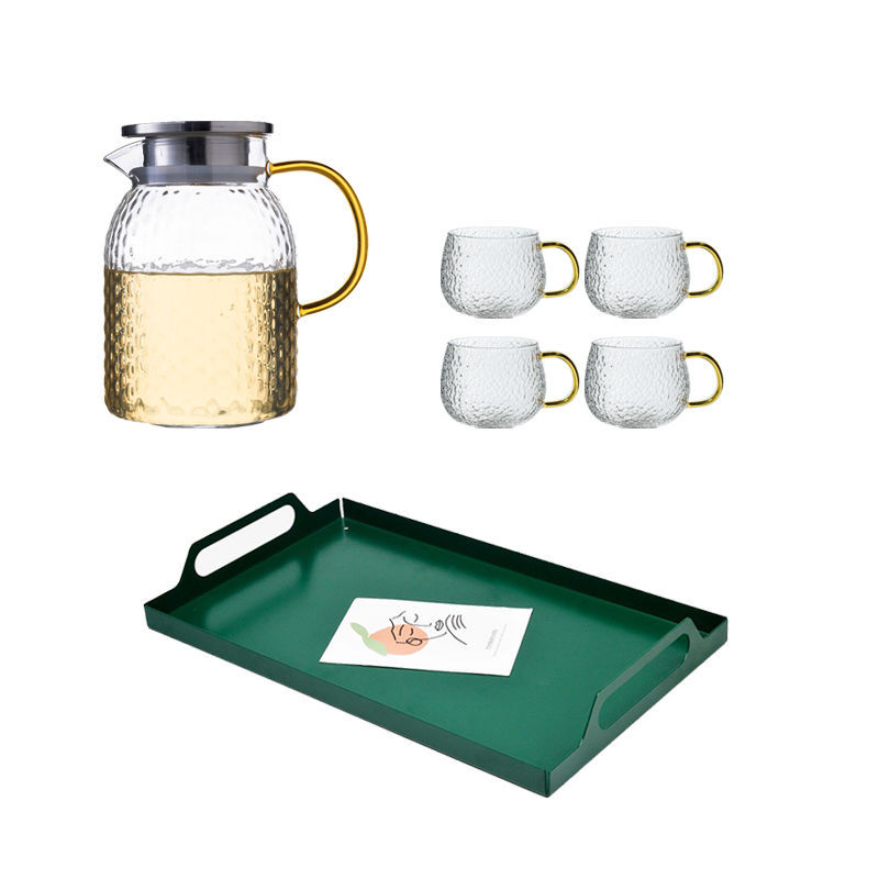 1150m 냄비 + 노란색 손잡이 망치 컵 4개 + 짙은 녹색 트레이