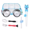Detachable blue bus, dinner plate, straw, chopsticks