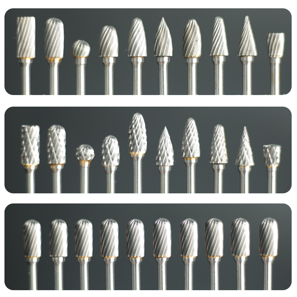钨钢磨头铣刀硬质合金旋转锉木工金属雕刻木雕根雕旋转锉单双纹