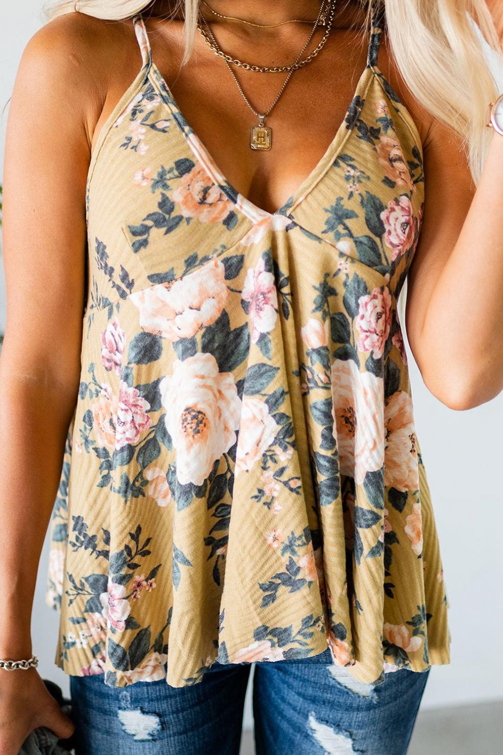 v-neck printing loose sleeveless vest NSYF127374