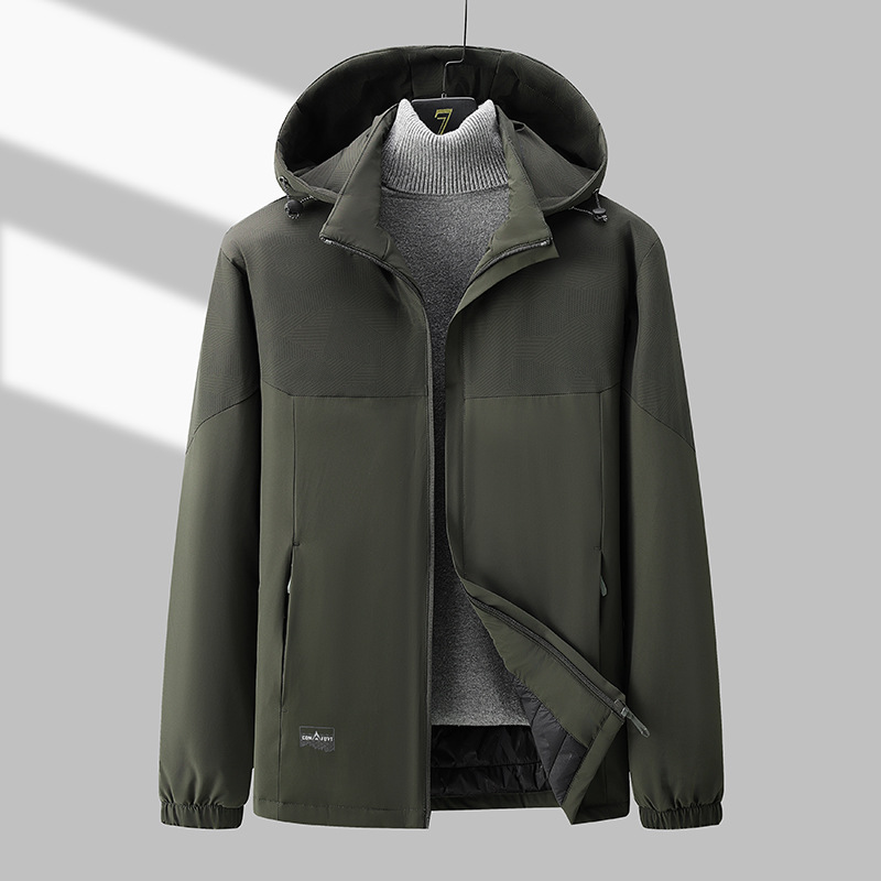 Winter men's plus-size black loose-fitting thick cotton jacket, windproof and warm hooded coat for middle-aged plus-size men