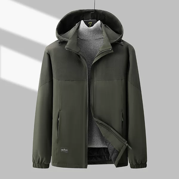 Winter men's plus-size black loose-fitting thick cotton jacket, windproof and warm hooded coat for middle-aged plus-size men