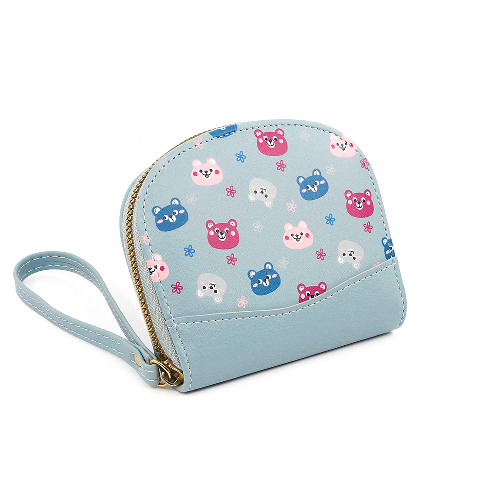 Nuevo titular de la tarjeta de dibujos animados lindo corto cremallera cartera titular de la tarjeta de las señoras oso monedero cartera fábrica al por mayor