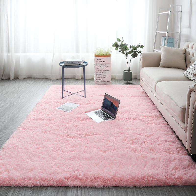simple alfombra de sala de estar seda doméstica dormitorio chica alfombra de pelo largo mantas de cama estampado sofás de peluche cojín de mesa de té