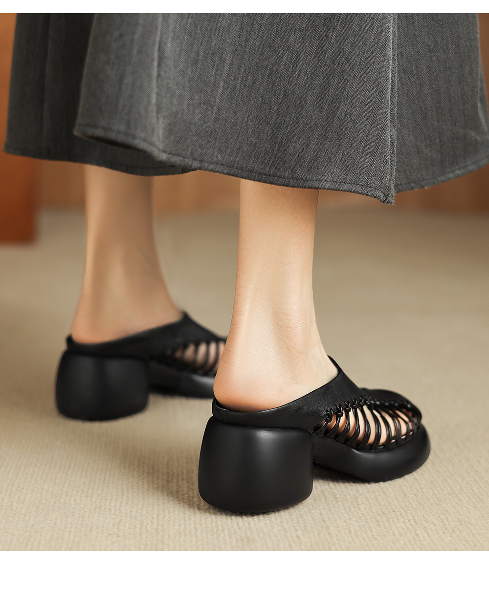 Sandal cao gót nữ mũi nhọn quai ngang phong cách cổ điển, gót 6 cm — đen chi tiết 13