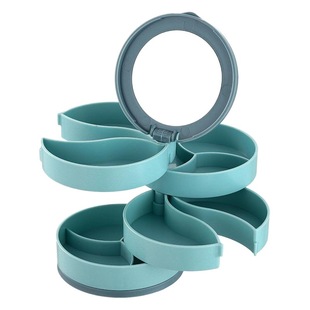 Desktop Four-Layer 360-Degree Rotating Jewelry Box Bedroom Cosmetic Mirror Jewelry Box New Storage Box Cosmetic Box