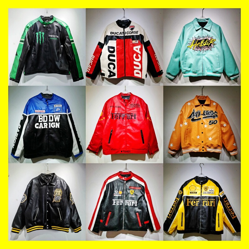European and American Popular Racing Baseball Uniforms Toronto Raptors Embroidered Pu Leather Sleeves Spliced ​​Plus Cotton Men's and Women's Motorcycle Jackets
