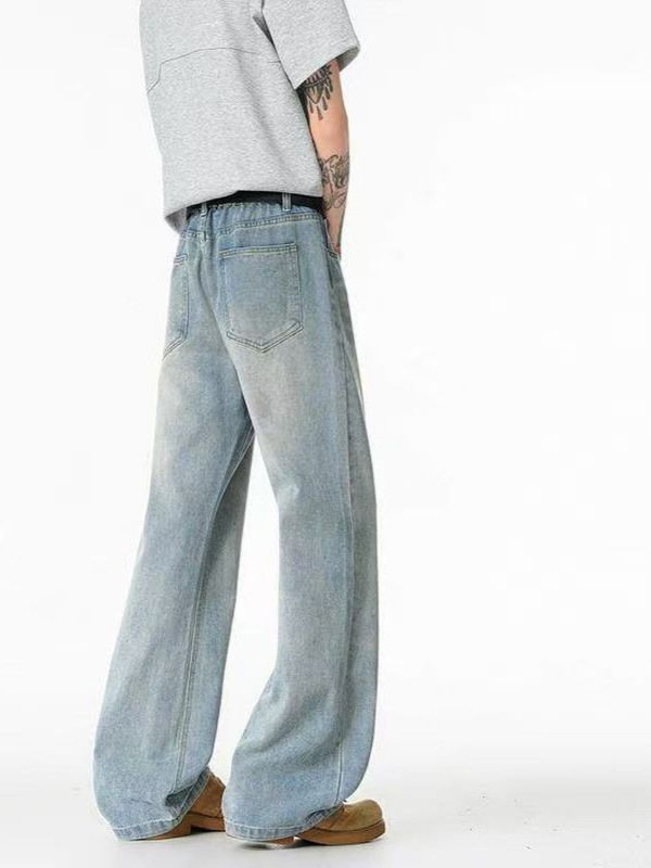 American retro distressed bear 3D print straight-leg jeans for men and women, loose wide-leg pants, 2026 new model