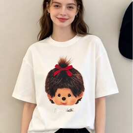 夏季新款宽松卡通显瘦印花纯棉短袖T恤女显瘦半袖体恤上衣2007