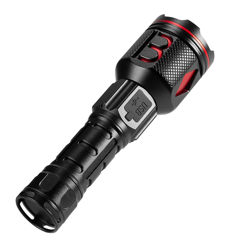 Nueva linterna transfronteriza láser blanco al aire libre resaltar iluminación de emergencia impermeable pesca luz larga resistencia