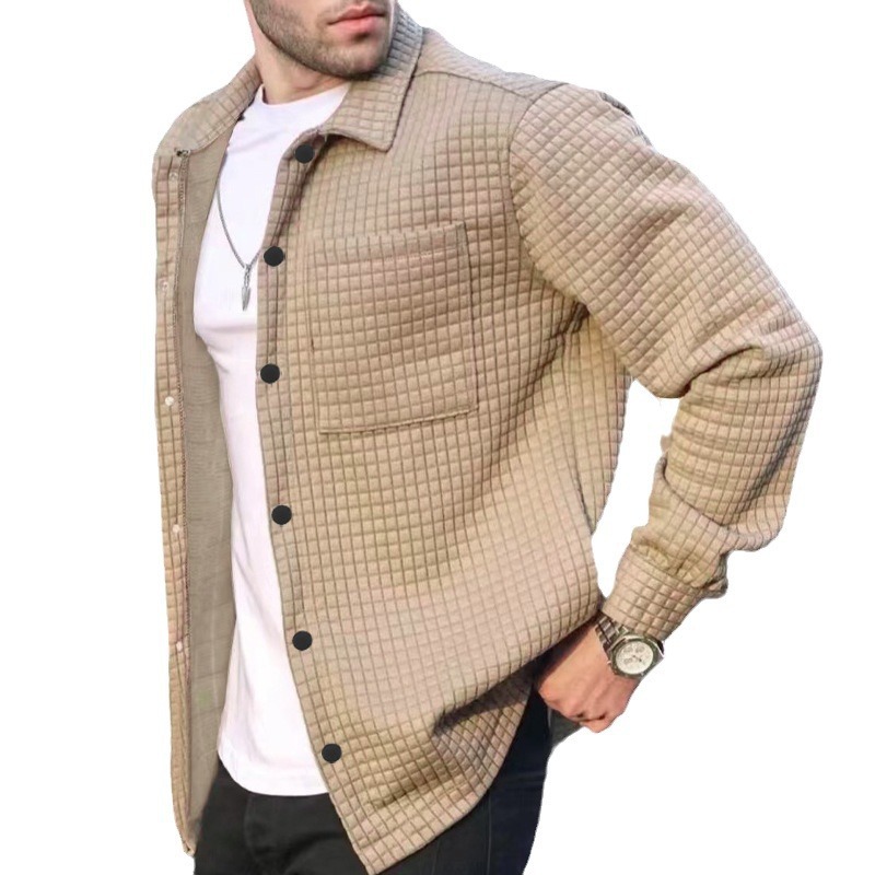 2024 mode Lässig Große männer Strickjacke Kleine Quadratische Langarm Mantel Hemd_voghion.com